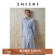 致知ZHIZHI 山亭柳 襯衫式連衣裙女2025春季新款顯瘦流行腰部抽褶 清水藍(lán) S