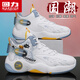 回力男鞋春季高幫青少年運動(dòng)休閑防滑耐磨皮面增高籃球鞋 白/淺藍 42