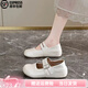 百麗踏女鞋內(nèi)增高瑪麗珍鞋2025新款夏季配裙子厚底法式晚晚鞋絕美小單鞋 米色（順豐包郵）（順豐包郵） 36