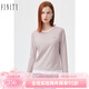 菲妮迪品牌T恤春秋季新款簡(jiǎn)約圓領(lǐng)純色氣質(zhì)套頭長(zhǎng)袖上衣女 粉色 L