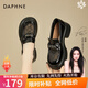 達(dá)芙妮（DAPHNE）七夕樂(lè)福鞋女小皮鞋新款英倫風(fēng)網(wǎng)面透氣通勤單鞋 黑色 5cm 38 (240mm) 標(biāo)準(zhǔn)碼