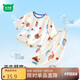 迷你木木屋兒童睡衣春夏男女童棉七分袖開(kāi)衫家居服套裝 白/藍(lán)節(jié)日小熊 110 