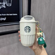 星巴克杯子女神頭像保溫杯隨手杯雙飲口咖啡杯禮物高顏值正品中秋節 300企鵝杯陶瓷內膽白+掛墜