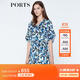 PORTS寶姿  新品女裝中袖中V領(lǐng)中袖印花連衣裙LN8D085HPT020 天蝕藍印花 XS (2)