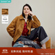 茵曼復古燈芯絨巴恩風(fēng)花苞外套2025秋女裝新款百搭上衣 棕色 XL