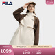 FILA 斐樂官方女士梭織外套2025春新款時尚休閑寬松拼色連帽上衣 東方白-WT M 165/84A