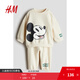 H&M【迪士尼系列】童裝男嬰女?huà)胩籽b秋季米奇長(cháng)袖長(cháng)褲1237446 奶油色/米奇老鼠 73 73/48