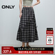 ONLY2025夏季新款俏皮百搭蝴蝶結傘裙中長(cháng)裙半身裙女|125216011 H11霍霍格紋 XL