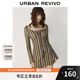 UR2025秋季新款女裝復(fù)古波浪紋系帶喇叭袖連衣裙UYL750009 多色 XL