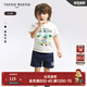 Teenie Weenie Kids小熊童裝24春夏款男寶寶簡(jiǎn)約印花圓領(lǐng)短袖T恤 象牙白 100cm