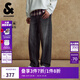 杰克·瓊斯（JACK&JONES）男裝25年秋冬季牛仔褲男908超寬松闊腿直筒潮流漸變休閑牛仔褲子 A16深灰牛仔 寬松版型，卡碼拍小 38 190 W38/L34