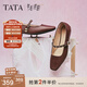 他她（TATA）午后莊園2025秋季商場(chǎng)同款女法式氣質(zhì)瑪麗珍鞋新款YRU01CQ5 酒紅 37