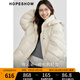 紅袖高級感羽絨服冬季2024新款女裝立體質(zhì)感拉鏈立領(lǐng)連帽保暖短外套 淺米005 M