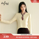 伊芙麗（eifini）蔣欣代言天絲羊毛升級柔軟彈力領(lǐng)長(cháng)袖T恤女2025秋季新款上衣 陽(yáng)光黃 M