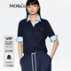 MO&Co.【C+系列】針織衫輕薄2025夏新品含麻棉紗MBE2SWT008淡人穿搭 深寶藍色 XS /155