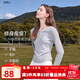 百圖betu女裝2025秋季新款T恤領(lǐng)口拼接蕾絲褶皺收腰瘦瘦T長袖2508T22 淺灰 M