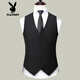 花花公子（PLAYBOY）西裝馬甲男士背心青年英倫修身商務(wù)職業(yè)正裝結婚西服馬夾男 黑色 XL 175/88A