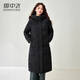 雪中飛羽絨服女中長(cháng)款2025年冬季新款長(cháng)款過(guò)膝基礎連帽修身厚外套 黑色 M (160)