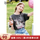 百圖betu女裝夏季新款T恤溫馨萌寵貓咪印花寬松短袖T恤女2303T31 深灰 XL