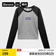 蕉內（Bananain）非常服520Color女士棉感主題長(cháng)袖拼色休閑T恤顯瘦辣妹T恤秋冬新品 中麻灰拼黑色 L