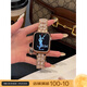 E-TREND適用蘋果手表表帶s10鑲鉆iwatch9金屬apple watch s8樹脂ultra2女生se新款夏天輕奢s6腕帶 鑲鉆玫瑰金 送表殼 適用42mm表盤【新品10代iwatch】