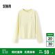 森馬（Semir）長袖T恤女吸濕速干分割戶外冬季2025插肩袖抓絨上衣109725101012