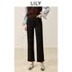LILY2025冬新款女裝經(jīng)典百搭通勤九分褲小腳黑色牛仔褲加厚直筒褲 510黑 S