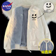 NASA BASE美式潮牌棉服男女款秋冬季寬松保暖加絨雙面穿棉衣羽棉襖絨服外套 米杏色（BA21） L （推薦體重130-150斤）
