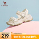 駱駝（CAMEL） 厚底涼鞋女夏季新款增高松糕沙灘鞋魔術(shù)貼時(shí)尚運動(dòng)休閑涼鞋 L23M504136米色 37