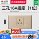 公牛（BULL）118型開(kāi)關(guān)插座面板多位組合墻壁電源九孔網(wǎng)絡(luò )線(xiàn)三聯(lián)四聯(lián)插座G04金 三孔16a空調（1位） 插座