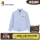 暇步士（Hush Puppies）童裝男童全棉長(cháng)袖襯衫秋季兒童學(xué)院風(fēng)休閑襯衣 牛津色    160   