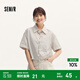 森馬（Semir）中袖襯衫女短款條紋寬松慵懶風(fēng)夏季翻邊袖抽繩仿麻襯衣松弛感 咖色調(diào)00455 L