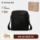 蔻馳（COACH）【品牌直供】男士小號單肩斜挎包黑色牛皮革4011QBBK