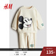 H&M【迪士尼系列】童裝男嬰女?huà)胩籽b秋季米奇長(cháng)袖長(cháng)褲1237446 奶油色/米奇老鼠 90 90/52