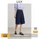 LILY2025夏新款女裝復(fù)古棉麻寬松休閑百搭原色闊腿牛仔褲七分褲 412藏藍(lán) M