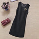 逸系高端毛呢馬甲裙小香風(fēng)毛呢背心裙女秋冬無(wú)袖連衣裙中長(cháng)款馬甲裙新 黑色背心連衣 2XL 建議125-135