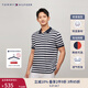 TOMMY HILFIGER【透氣舒適】夏季男珠地網(wǎng)眼撞色條紋休閑短袖T恤POLO 黑白條紋0A4 M (推薦：135-150斤)