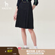 哈吉斯（HAZZYS）女裝 春秋季A字型素色舒適通勤半身裙ABQST0ADF07 藏青色NV S (155/68A 36)