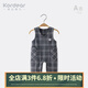 Kordear 寶寶褲子春秋外穿背帶褲嬰兒春裝外出休閑長(cháng)褲格紋吊帶褲 深灰 80 cm