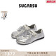 SugarSu 25年春季新款貝殼頭芭蕾舞真皮休閑瑪麗珍運動(dòng)單鞋女 千禧銀色 38