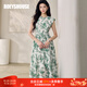 ROEYSHOUSE羅衣優(yōu)雅花色亞麻連衣裙女2025夏季新款氣質(zhì)系帶大擺中長(cháng)裙12450 花色 （配送腰帶） S