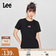 Lee25新品標準版圓領(lǐng)閃粉印花Logo女短袖T恤休閑潮流LWT0098664LE 黑色 M