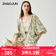 兆君2025春夏雙縐真絲上裝新款連帽外套寬松休閑上衣長(cháng)袖桑蠶絲女裝 綠色 L