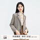 秋水伊人格紋春秋西裝新款直筒氣質(zhì)復古休閑學(xué)院風(fēng)小個(gè)子西裝外套女 咖啡色 M