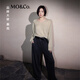 MO&Co.【秦嵐同款神褲】休閑褲2025秋新品棉燙鉆洗水高腰MBE3PATT10 深灰色 M