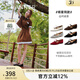 千百度【何超蓮同款】羊皮蝴蝶結瑪麗珍女2025春夏新款涼拖鞋平底單鞋 酒紅色 39 (245mm)
