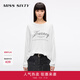 MISS SIXTY2025夏季新款長袖T恤女圓領(lǐng)撞色復(fù)古印花寬松中長薄款 白色 M