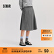 森馬（Semir）[梨形天菜]半身裙女仿毛呢學(xué)院風(fēng)裙子24冬新款A字百褶裙遮胯顯瘦 灰色調00322 L