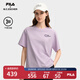 FILA 斐樂(lè )官方女裝針織短袖衫2025秋新款時(shí)尚休閑寬松圓領(lǐng)干爽T恤 亮紫粉色-PK S 160/80A/S