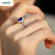 初緒 藍色深邃碧波之吻925銀培育藍寶石戒指女輕奢感 藍寶石戒指 可調節尺寸